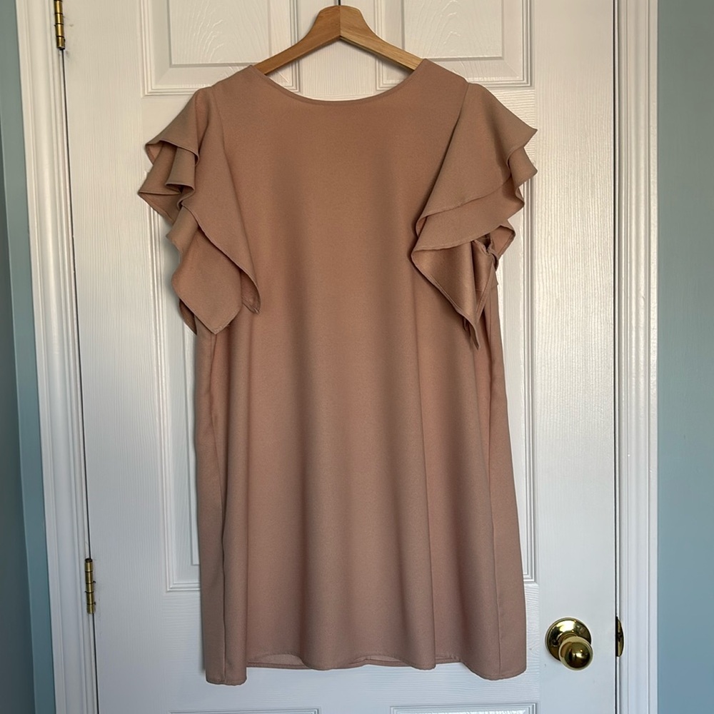 Zara ruffle sleeve shift dress